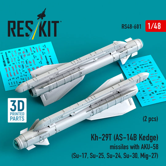 Kh-29T (AS-14B Kedge) missiles with AKU-58 (2 pcs) (Su-17, Su-25, Su-24, Su-30, Mig-27) (3D Printed)