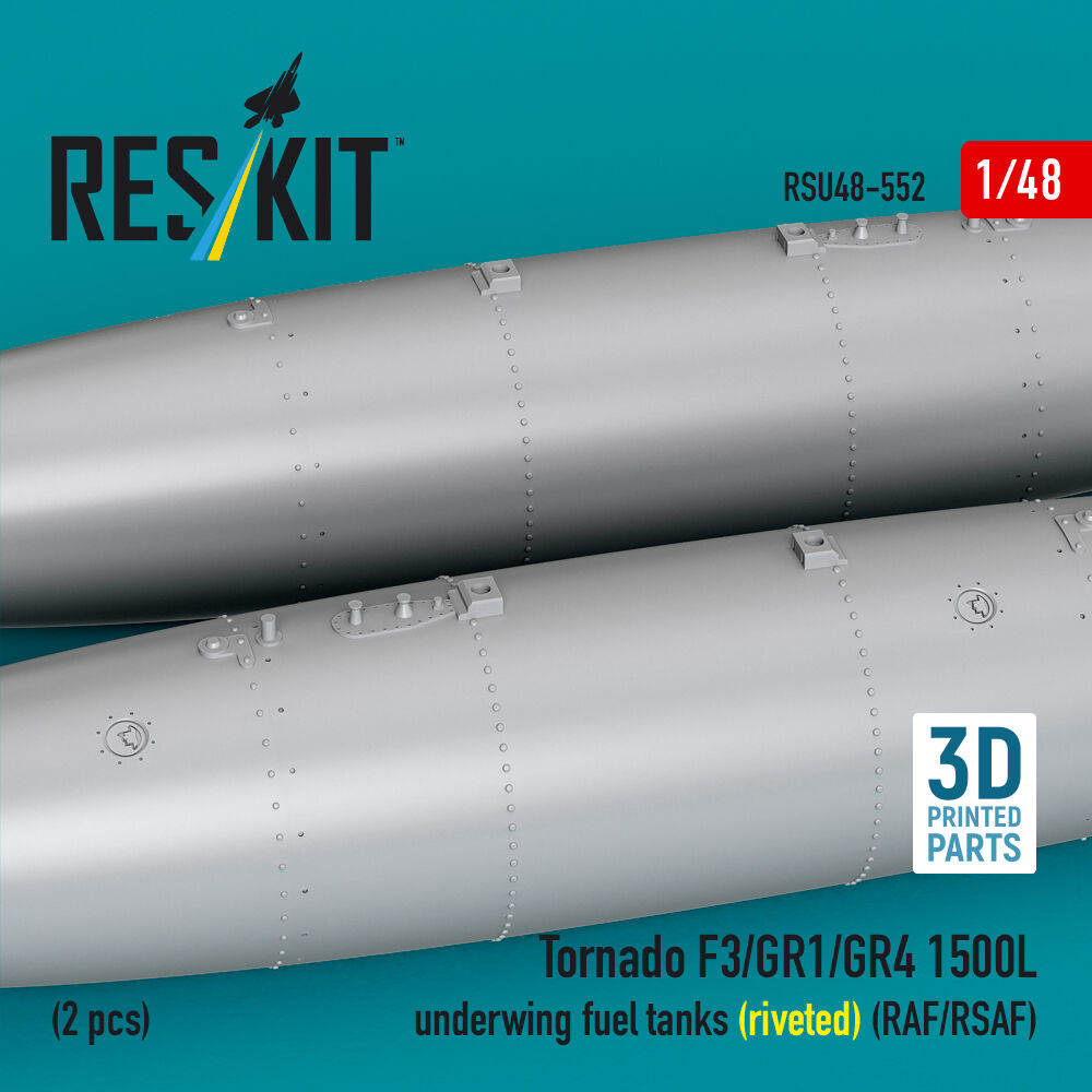 Tornado F3/GR1/GR4 1500L underwing fuel tanks (riveted) (RAF/RSAF) (2 pcs) (3D Printed)