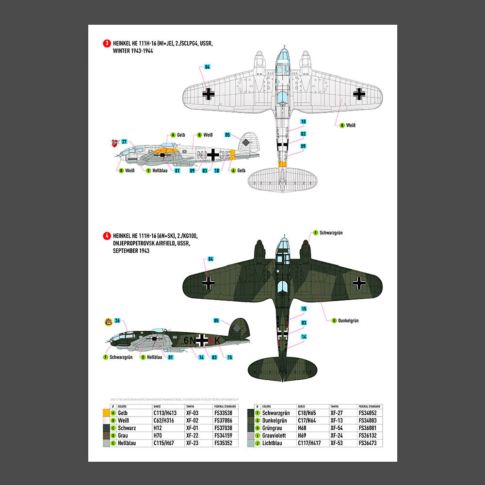 Heinkel He 111 (H-16,H-20,H-22) late series decals