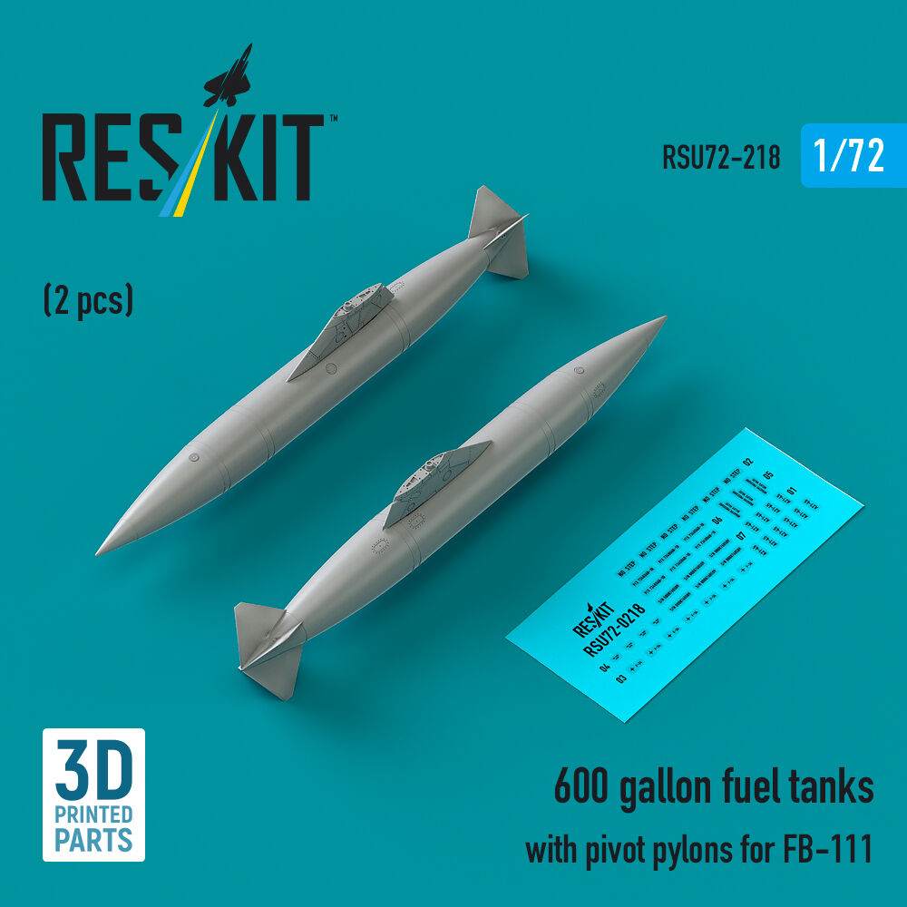 600 gallon fuel tanks with pivot pylons for FB-111 (2 pcs) (3D Printed)