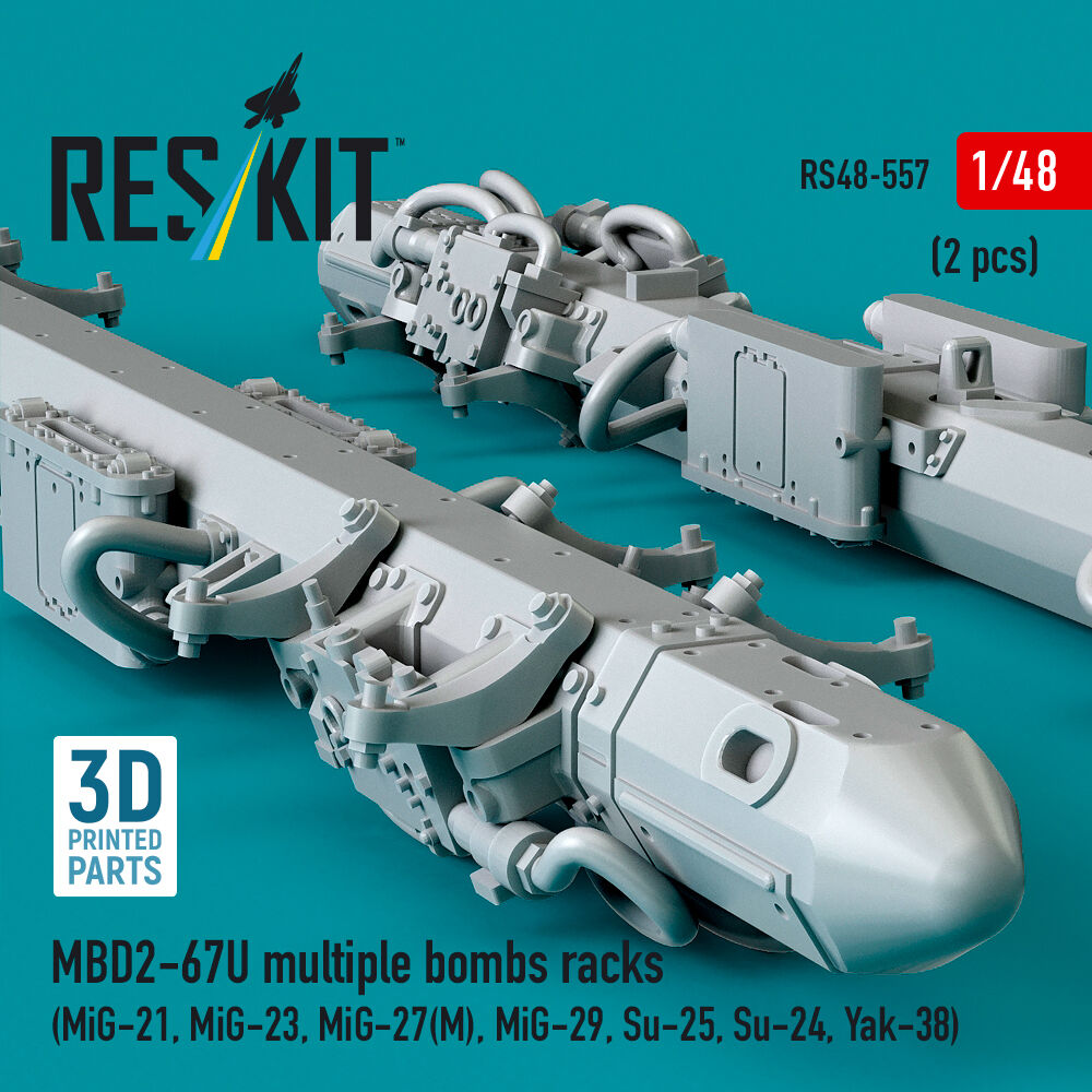 MBD2-67U multiple bombs racks (2 pcs) (MiG-21, MiG-23, MiG-27(?), MiG-29, Su-25, Su-24, Yak-38) (3D Printed)