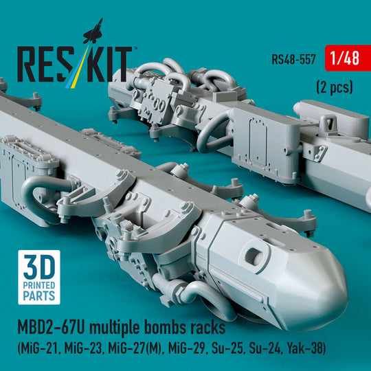 MBD2-67U multiple bombs racks (2 pcs) (MiG-21, MiG-23, MiG-27(?), MiG-29, Su-25, Su-24, Yak-38) (3D Printed)