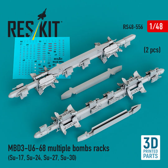 MBD3-U6-68 multiple bombs racks (2 pcs) (Su-17, Su-24, Su-27, Su-30) (3D Printed)
