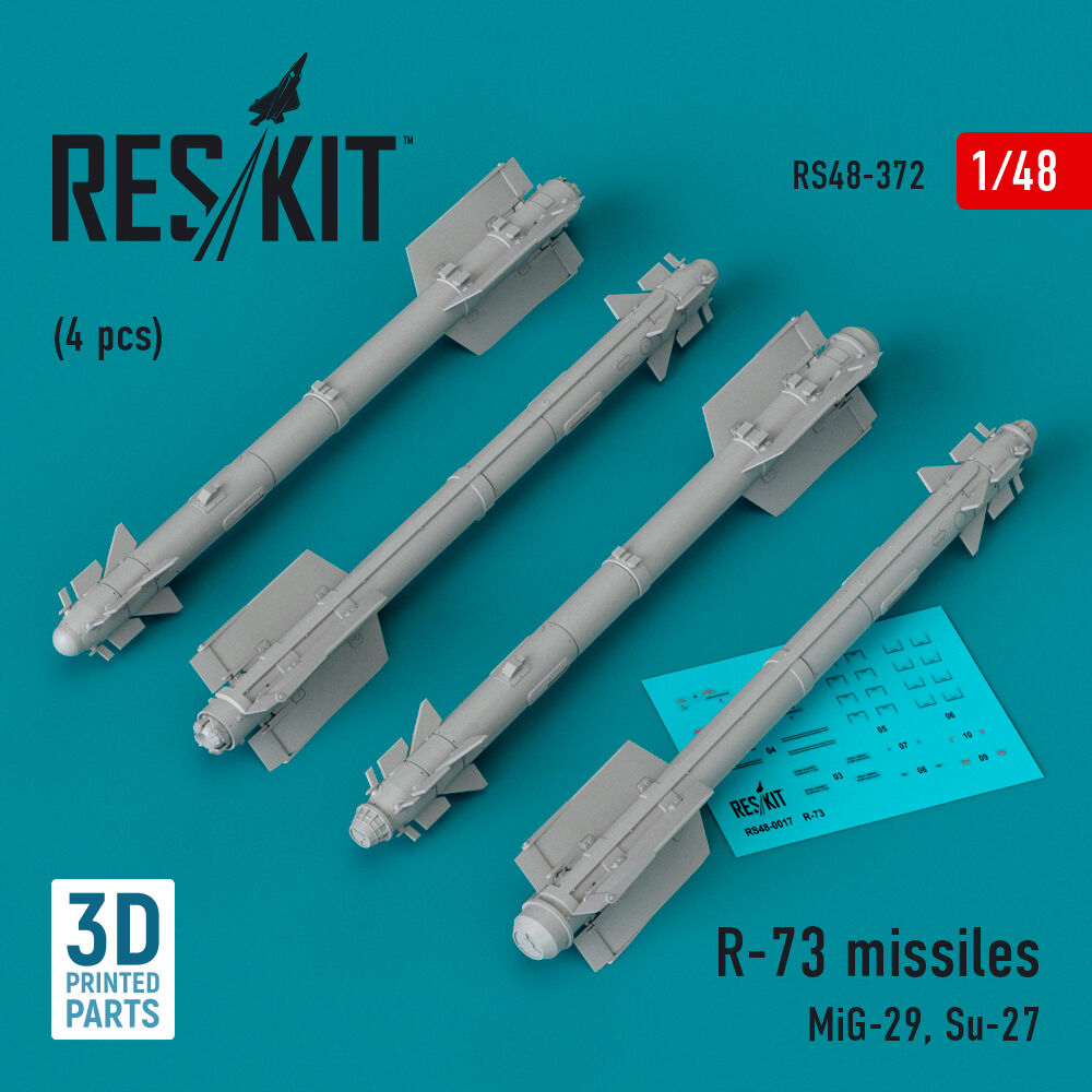 R-73 missiles (4 pcs) (MiG-29, Su-27) (3D Printed)