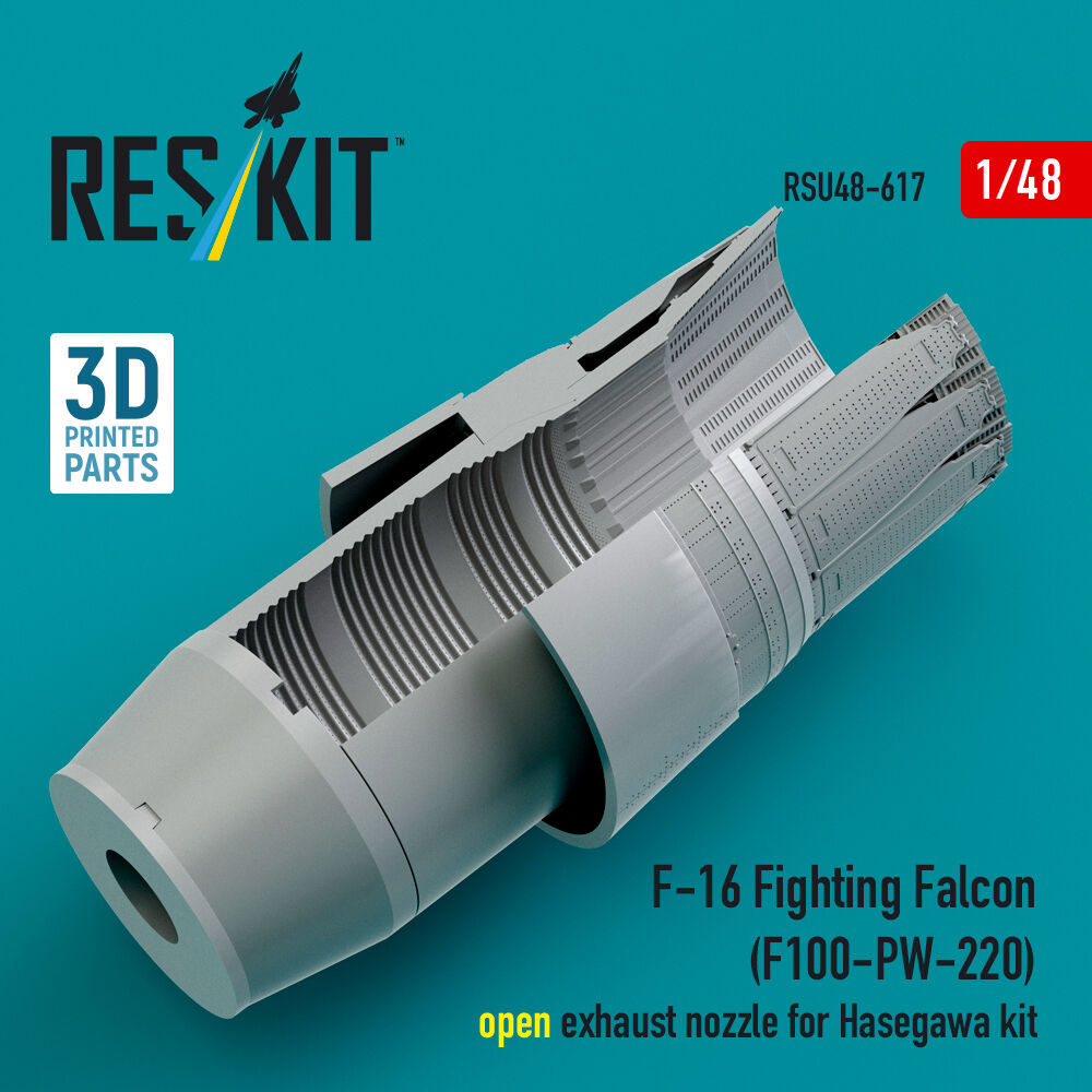 F-16 Fighting Falcon (F100-PW-220) open exhaust nozzle for Hasegawa kit (3D Printed)