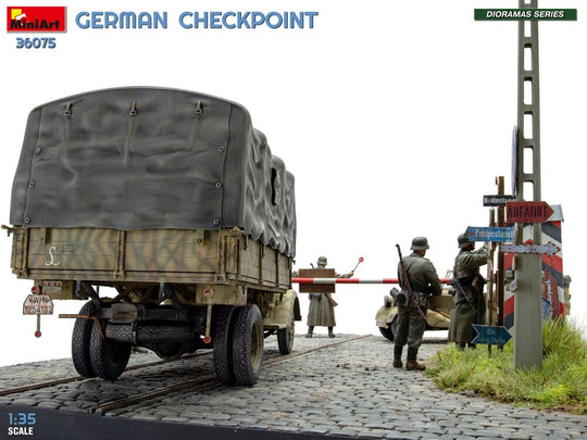 German Checkpoint. 3t Cargo Truck 3,6-36S & Kfz.1 Type 170VK w/ Feldgendarmerie. Big Set
