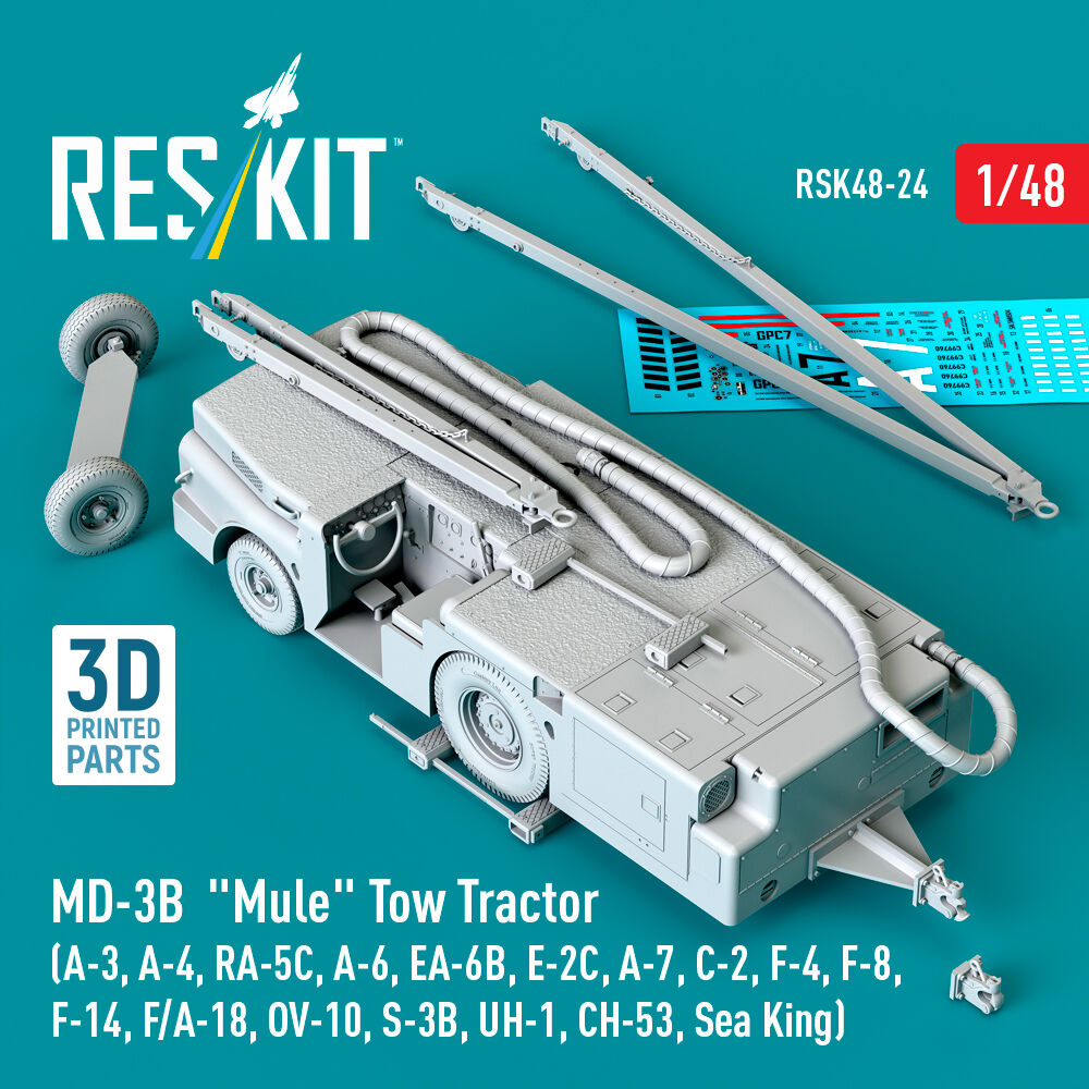 MD-3B Mule Tow Tractor (A-3, A-4, RA-5C, A-6, EA-6B, E-2C, A-7, C-2, F-4, F-8, F-14, F/A-18, OV-10, S-3B, UH-1, CH-53, Sea King) (3D Printed model kit)