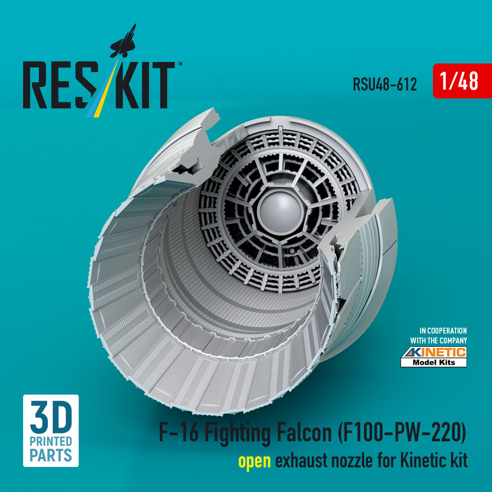 F-16 Fighting Falcon (F100-PW-220) open exhaust nozzle for Kinetic kit (3D Printed)