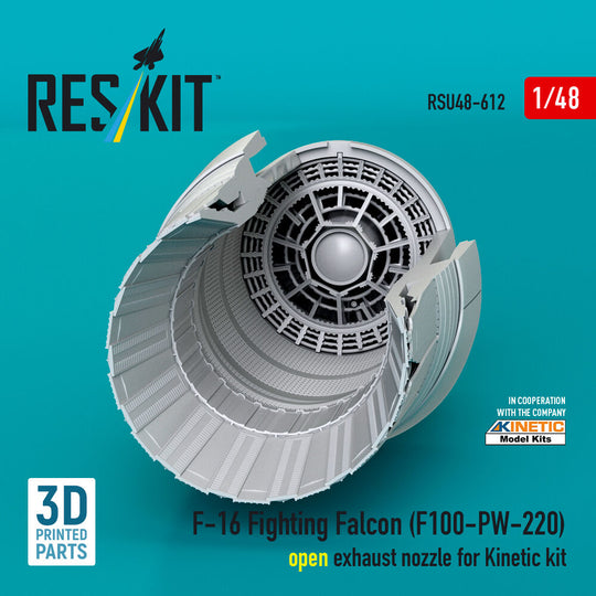 F-16 Fighting Falcon (F100-PW-220) open exhaust nozzle for Kinetic kit (3D Printed)