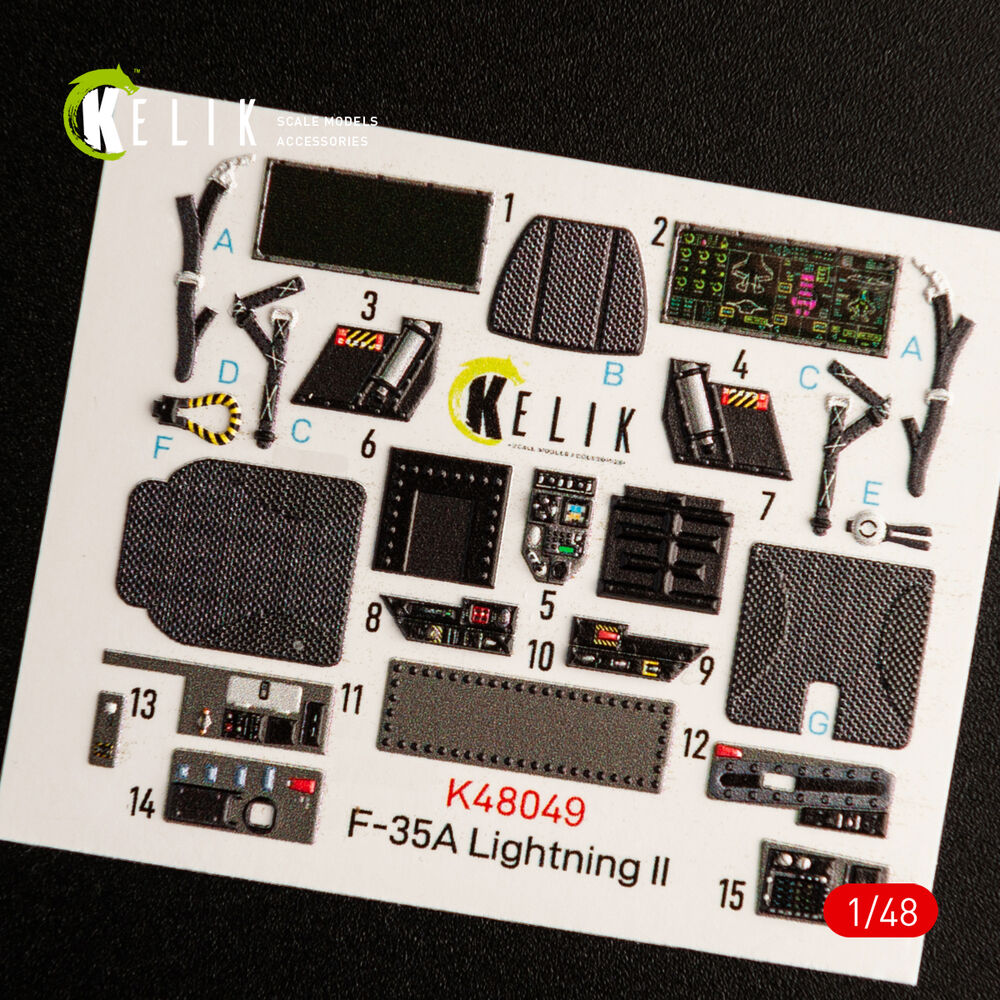 F-35A Lightning II interior 3D decals for Meng kit