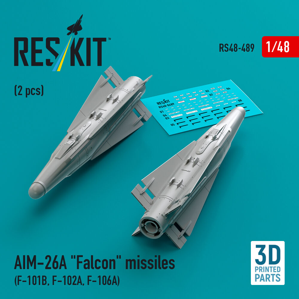 AIM-26A Falcon missiles (2 pcs) (F-101B, F-102A, F-106A) (3D Printed)