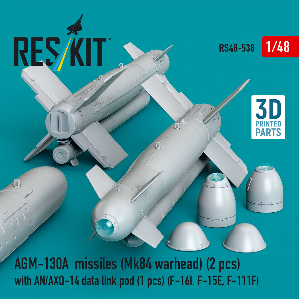 AGM-130A missiles (2 pcs) (Mk84 warhead) with AN/AXQ-14 data link pod (1 pcs) (F-16I, F-15E, F-111F) (3D Printed)
