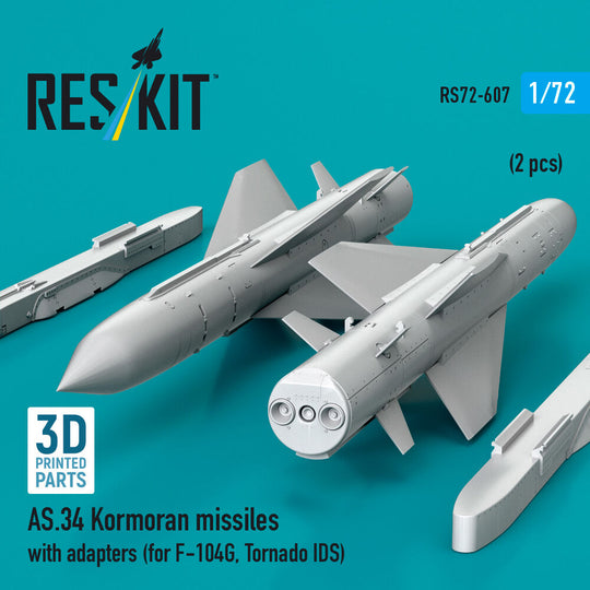 AS.34 Kormoran missiles with adapters (2 pcs) (for F-104G, Tornado IDS) (3D Printed)