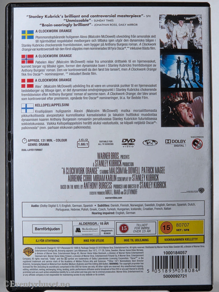 A Clockwork Orange (1971). DVD.