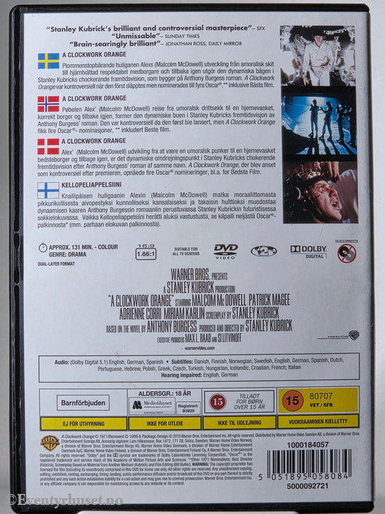 A Clockwork Orange (1971). DVD.