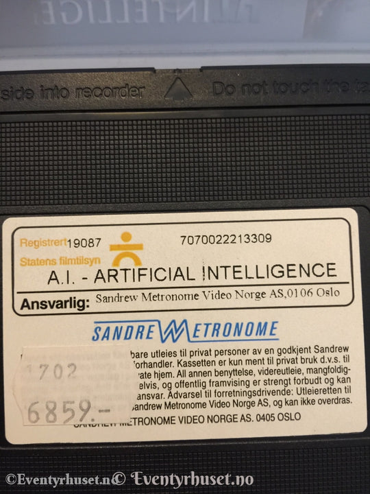 A.i. Artificial Intelligence. A Steven Spielberg Film. 2001. Vhs. Vhs
