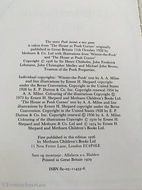 A. Milne. 1928/79. Ole Brumm Finner På En Ny Lek. Oversatt Av Thorbjørn Egner. Fortelling