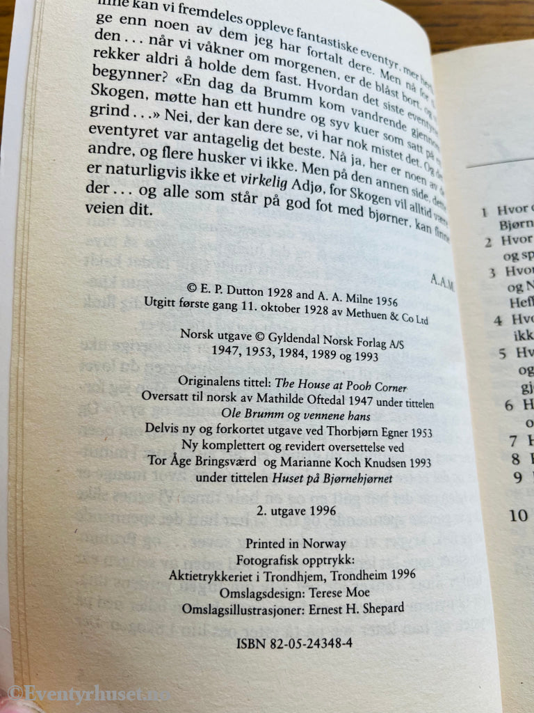A. A. Milne. Huset på Bjørnehjørnet. Bok.