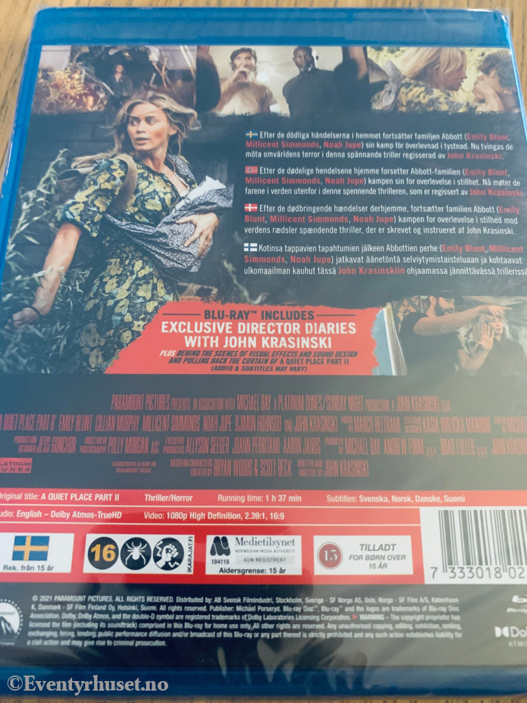 A Quiet Place Part II (2020). Blu-Ray. Ny i plast!
