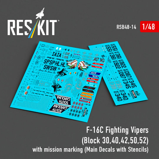 F-16C Fighting Vipers (Block 30,40,42,50,52) with mission marking (Main Decals with Stencils)