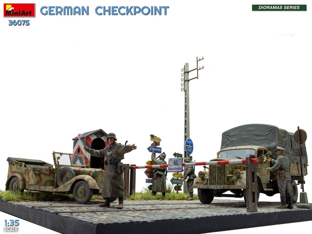 German Checkpoint. 3t Cargo Truck 3,6-36S & Kfz.1 Type 170VK w/ Feldgendarmerie. Big Set