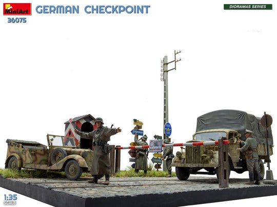 German Checkpoint. 3t Cargo Truck 3,6-36S & Kfz.1 Type 170VK w/ Feldgendarmerie. Big Set