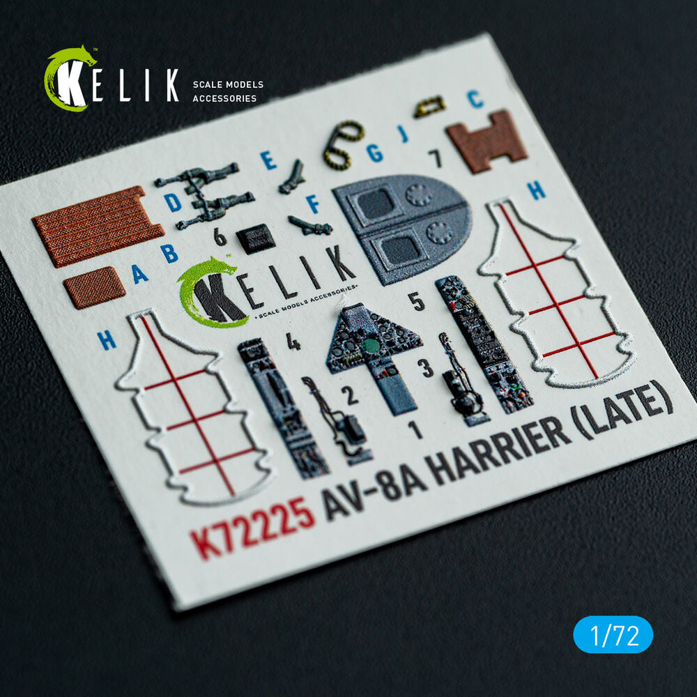 AV-8A Harrier (late) - interior 3D decals for Italeri kit