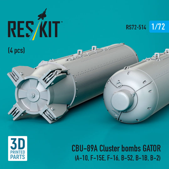 CBU-89A cluster bombs GATOR (4 pcs) (A-10, F-15E, F-16, B-52, B-1B, B-2) (3D Printed)