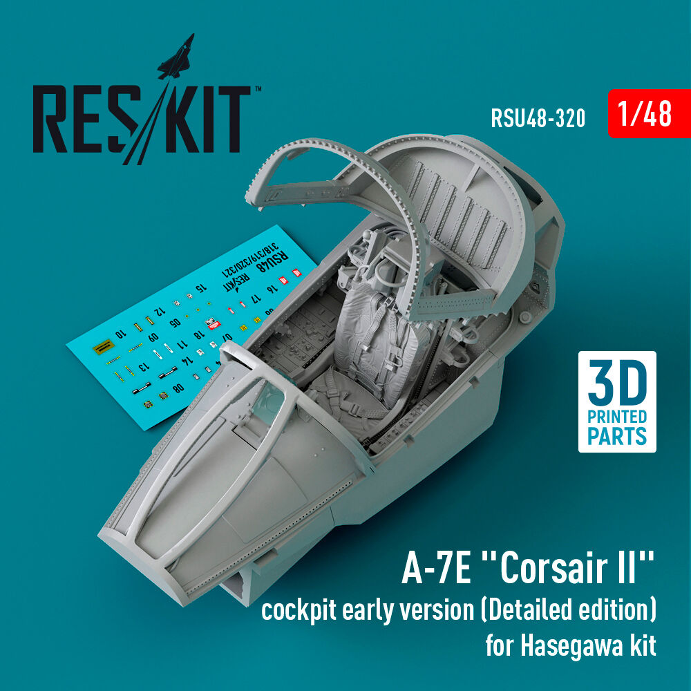 A-7E Corsair II cockpit early version (Detailed edition) for Hasegawa kit (3D Printed)