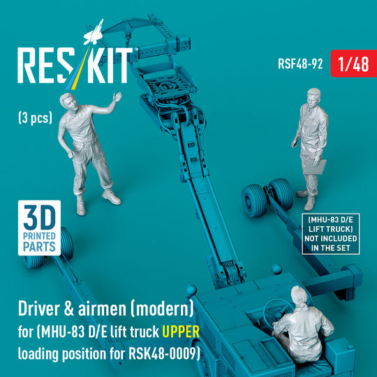 Driver & airmen (modern) (3 pcs) (MHU-83 D/E lift truck UPPER loading position for RSK48-0009) (3D Printed)