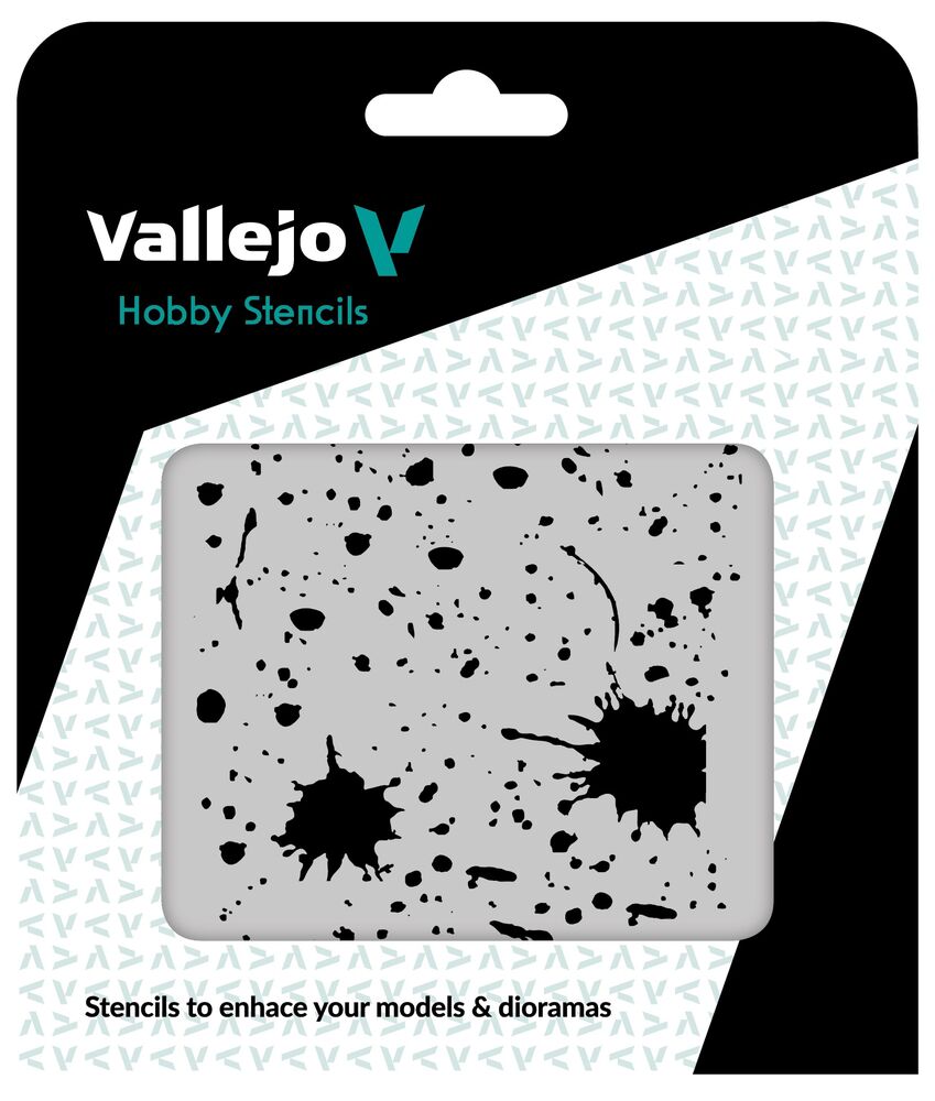 Vallejo Stencils: Splash & Stains 125 x 125 mm