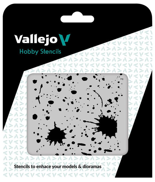 Vallejo Stencils: Splash & Stains 125 x 125 mm