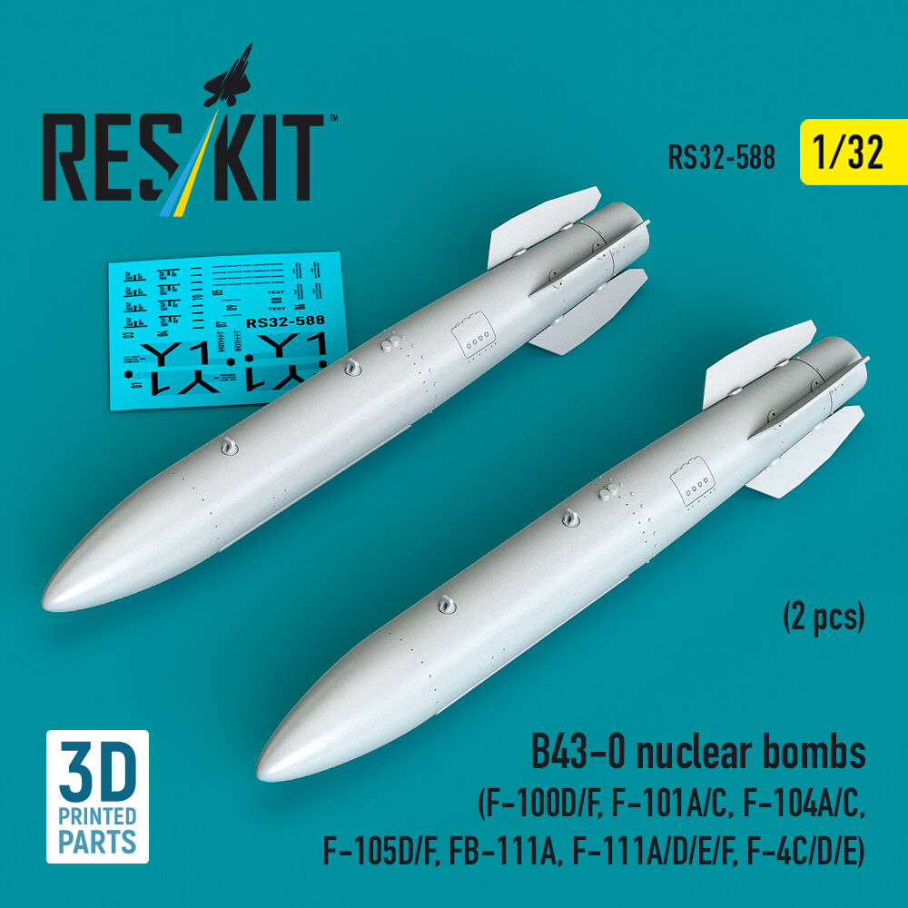 B43-0 nuclear bombs (2 pcs) (F-100D/F, F-101A/C, F-104A/C, F-105D/F, FB-111A, F-111A/D/E/F, F-4C/D/E) (3D Printed)