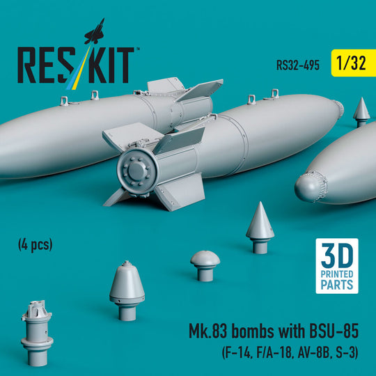 Mk.83 bombs with BSU-85 (4 pcs) (F-14, F/A-18, AV-8B, S-3) (3D printed)