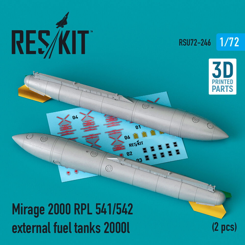 Mirage 2000 RPL 541/542 external fuel tanks 2000lt (2 pcs) (3D Printed)