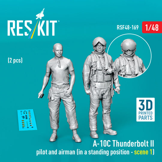 A-10C Thunderbolt II pilot and airman (in a standing position - scene 1) (2 pcs) (3D Printed)