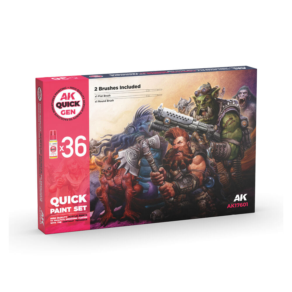 QUICK PAINT SET - 36 QUICK GEN COLORS (+2 FREE BRUSHES)