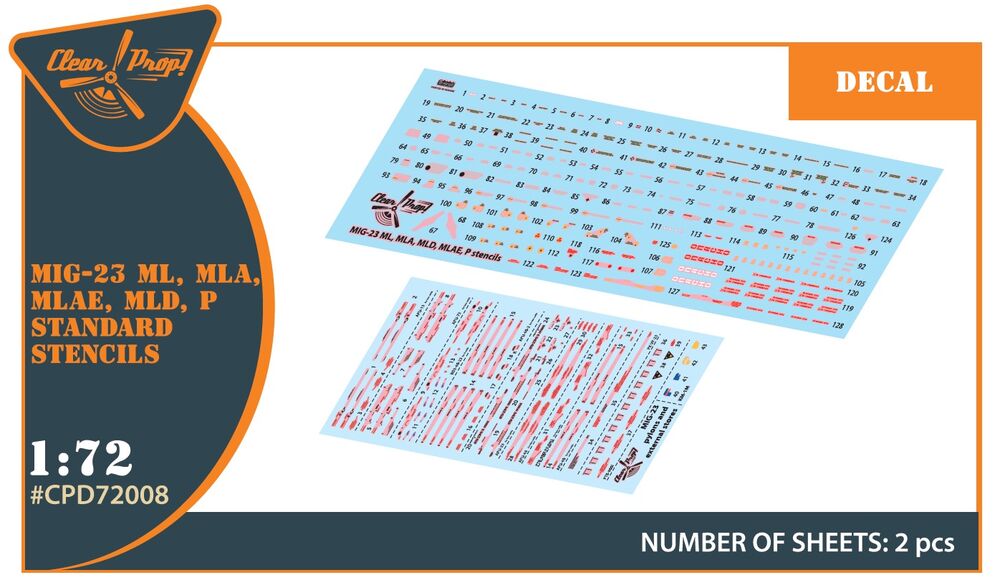 MiG-23ML, MLA, MLD, P, MLAE standard stencils for CP kits and other