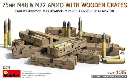 75 mm M48 & M72 Ammo w/Wooden Crates