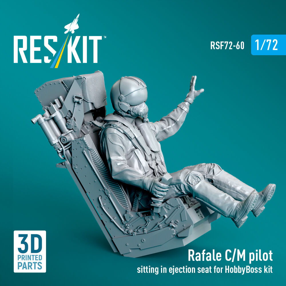 Rafale C/M pilot sitting in ejection seat for HobbyBoss kit (1 pcs) (3D Printed)