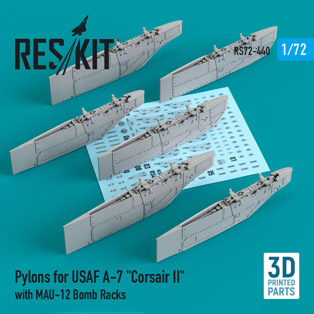 Pylons for USAF A-7 Corsair II with MAU-12 Bomb Racks (3D Printed)