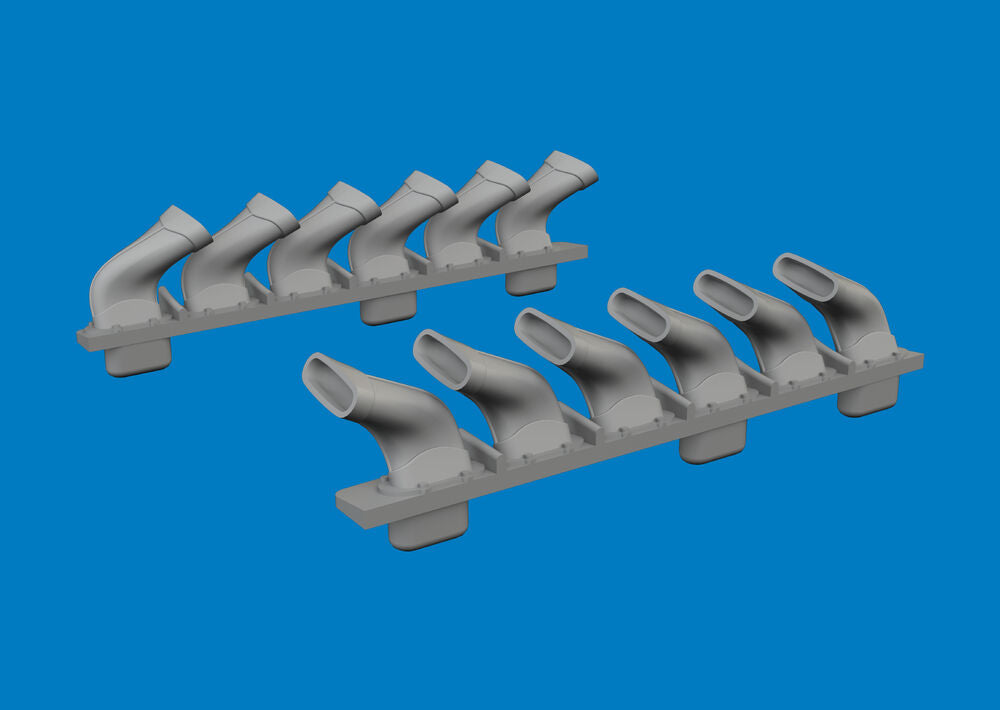 Spitfire Mk.V six-stacks exhaust fishtail PRINT for Eduard