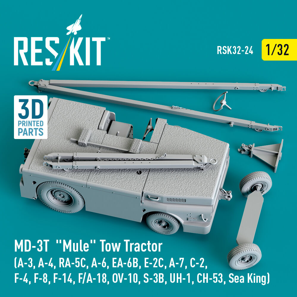 MD-3T Mule Tow Tractor (A-3, A-4, RA-5C, A-6, EA-6B, E-2C, A-7, C-2, F-4, F-8, F-14, F/A-18, OV-10, S-3B, UH-1, CH-53, Sea King) (3D Printed model kit)