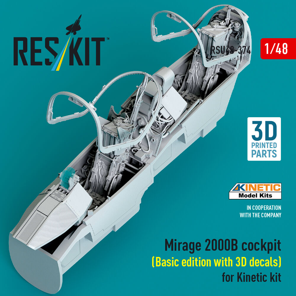 Mirage 2000B cockpit (Basic edition with 3D decals) for Kinetic kit (3D Printed)