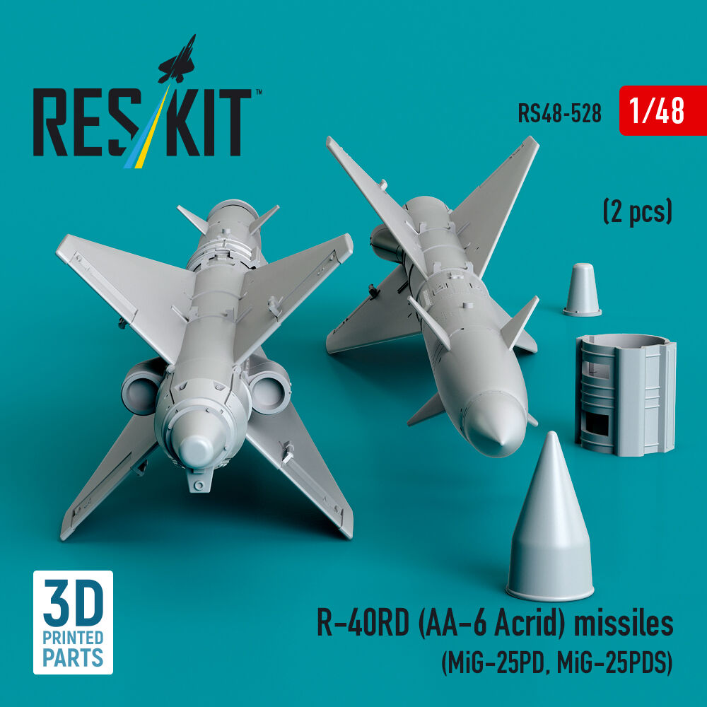 R-40RD (AA-6 Acrid) missiles (2 pcs) (MiG-25PD, MiG-25PDS) (3D printed)