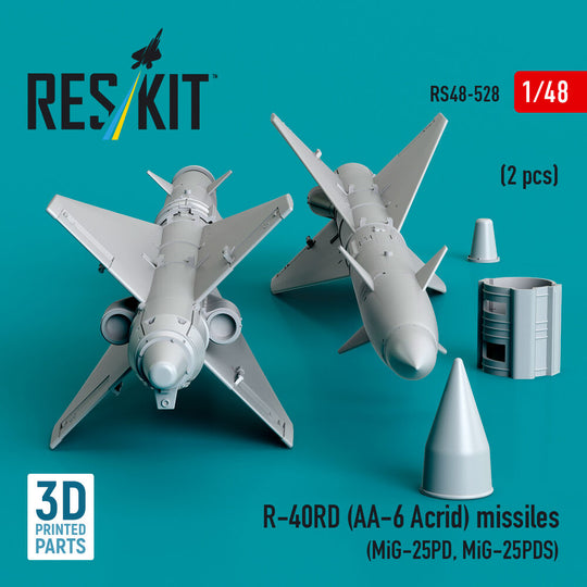 R-40RD (AA-6 Acrid) missiles (2 pcs) (MiG-25PD, MiG-25PDS) (3D printed)