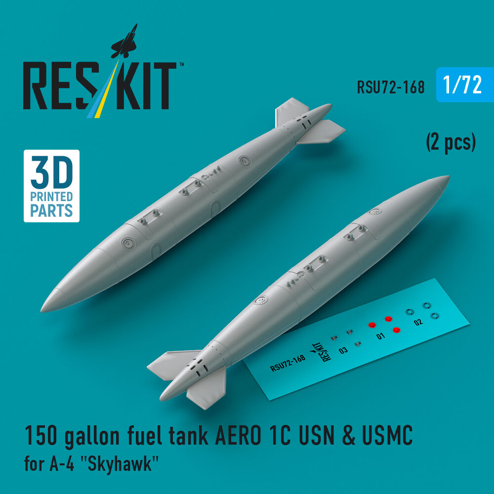 150 gallon fuel tank AERO 1C USN & USMC for A-4 Skyhawk (2 pcs) (3D Printed)