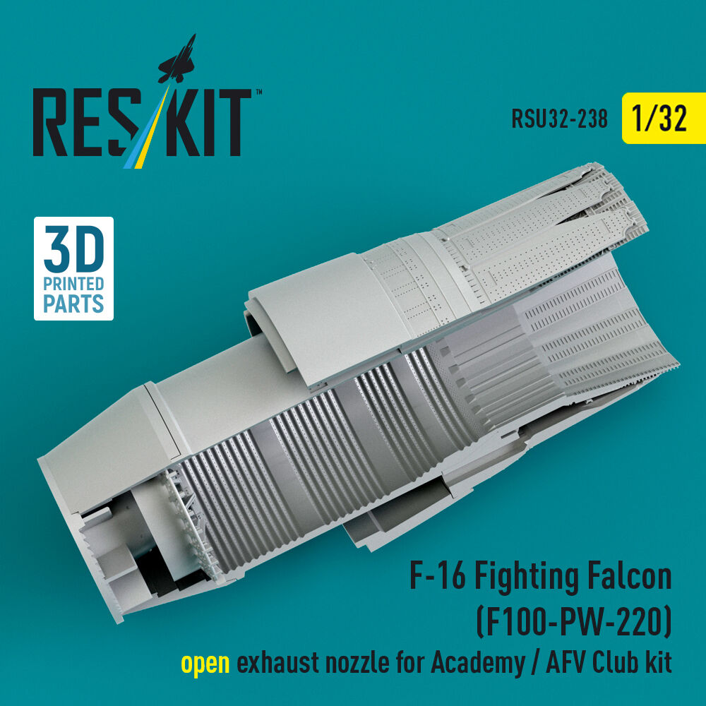 F-16 Fighting Falcon (F100-PW-220) open exhaust nozzle for Academy / AFV Club kit (3D Printed)