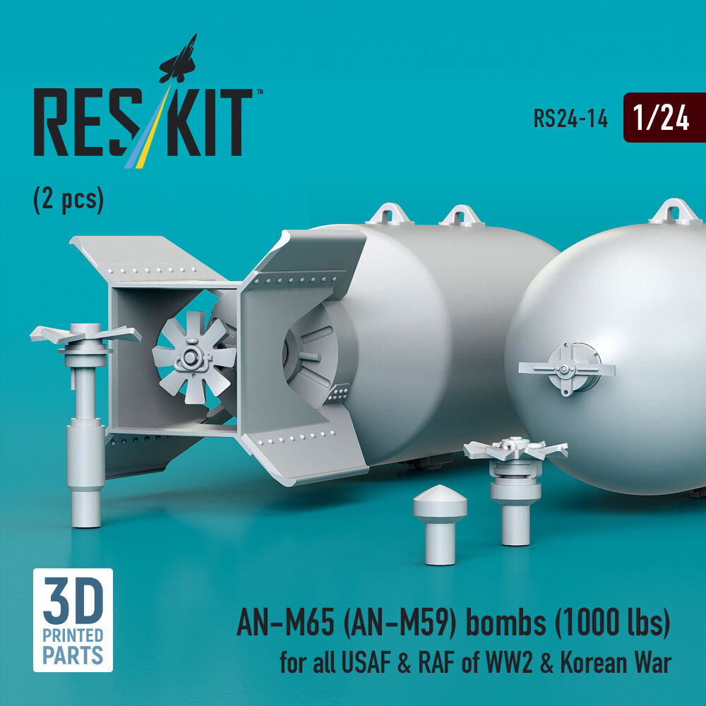AN-M65 (AN-M59) bombs (1000 lbs) for all USAF & RAF of WW2 & Korean War (2 pcs) (3D Printed)