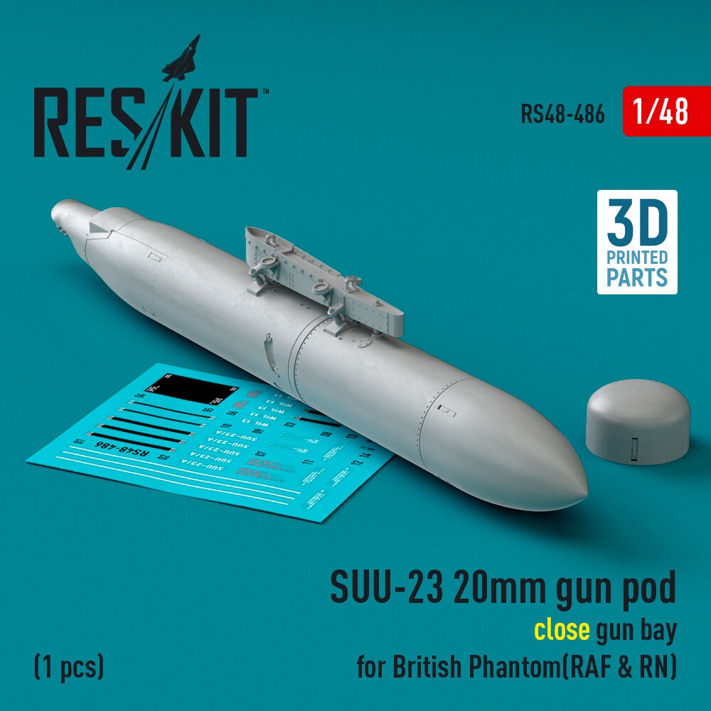 SUU-23 20mm gun pod (close gun bay) for British Phantom (RAF & RN) (1 pcs) (3D Printed)
